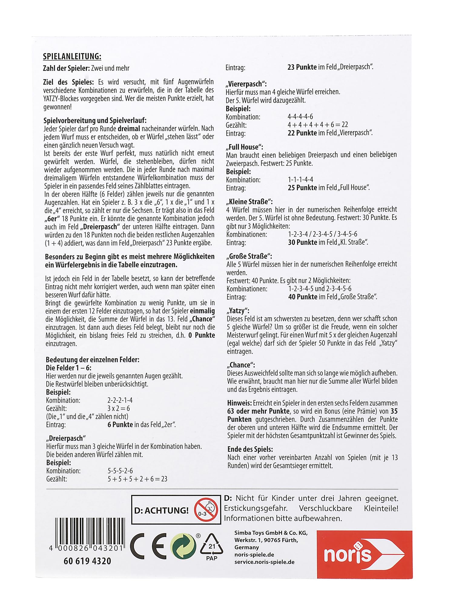 noris-deluxe-yatzy-606194320-spielblock-maxi-format-2880-spiele image 2