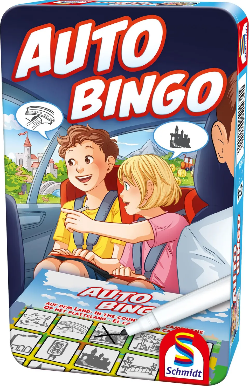 schmidt-spiele-classic-line-auto-bingo-51434-reisespiel-metalldose image 1