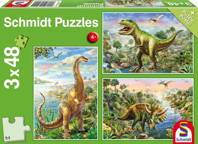schmidt-spiele-abenteuer-dinosaurier-56202-puzzle-3x48 image 1
