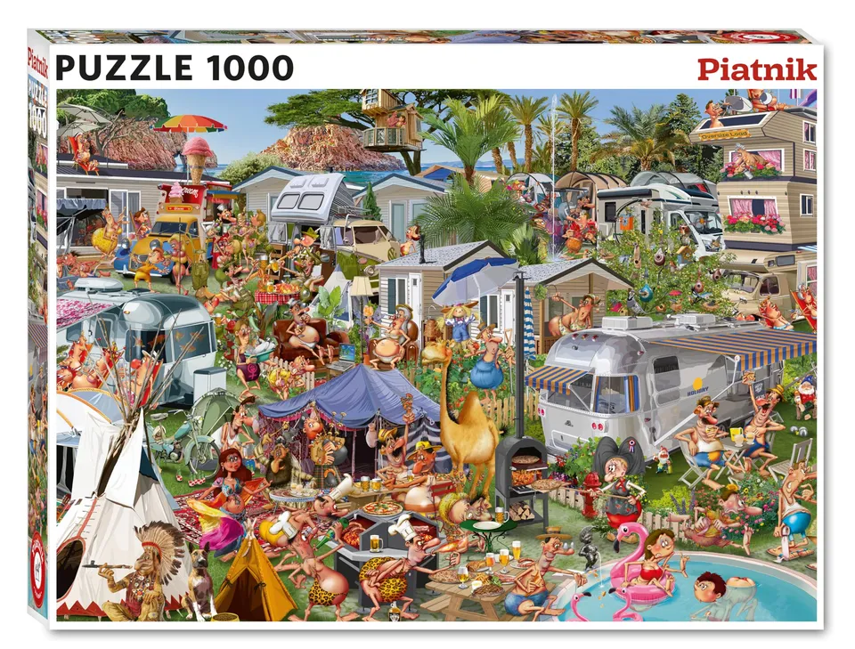 piatnik-camping-chaos-572043-puzzle-1000-teile-68x48-cm image 1