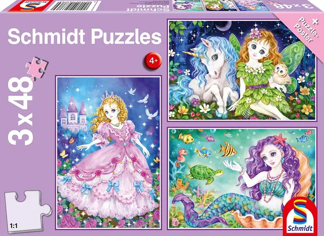 schmidt-prinzessin-fee-meerjungfrau-puzzle-3x24-teile-ab-4-j image 1